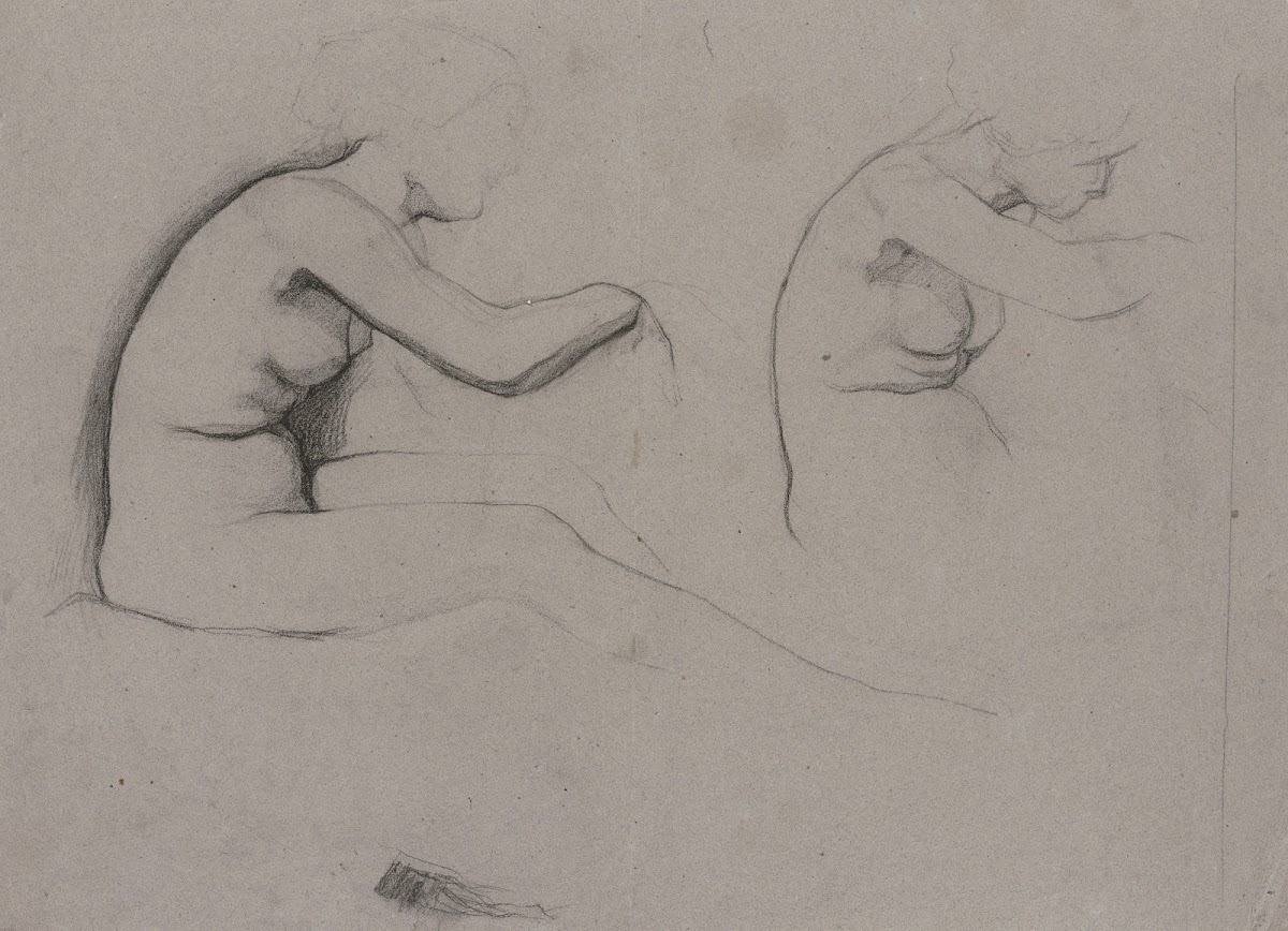 Sitzender Frauenakt nach rechts aus Der Mensch der Schlaf und der Traum ca 1852
