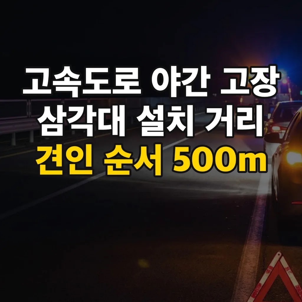 고속도로 야간 고장 삼각대 설치 거리 견인 순서 500m