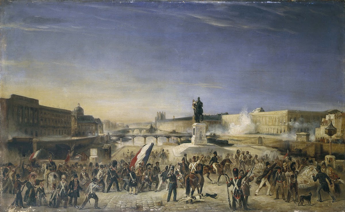 Lattaque du Louvre le 29 juillet 1830 vue du Pont Neuf 1830