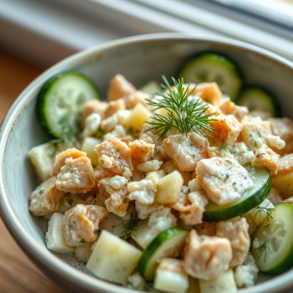 Easy Cottage Cheese Sardine Bowl with Cucumber and Dill (15-Minute High-Protein Lunch)