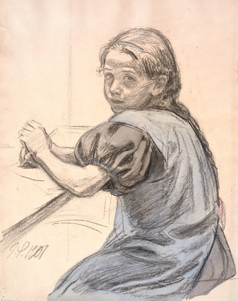 Georgia Skovgaard siddende ved et bord 1906   1907