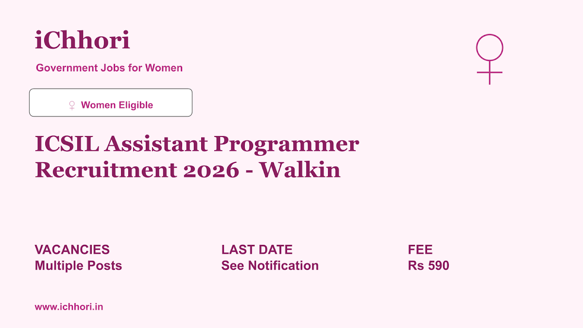 ICSIL Assistant Programmer Recruitment 2026 - Walkin - iChhori