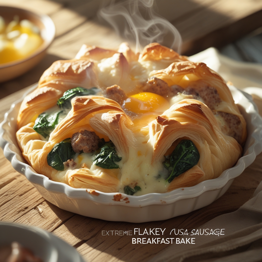 Flaky Puff Pastry Turkey Sausage & Cottage Cheese Egg Bake