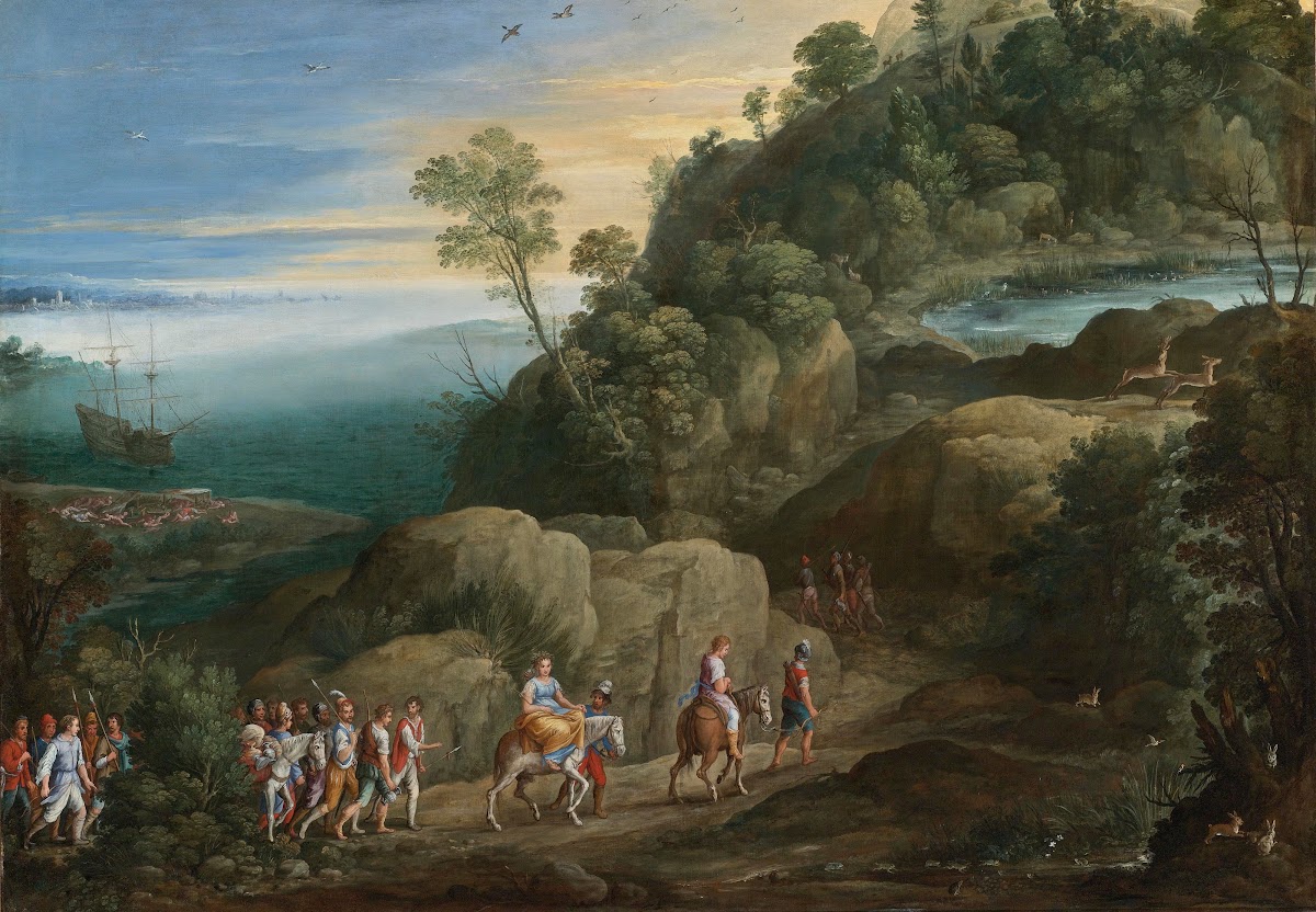 An Extensive Landscape With Scenes From The Historiae Aethiopica