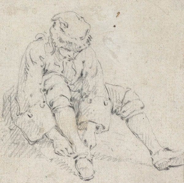 Man Pulling on His Shoe 1761 1763