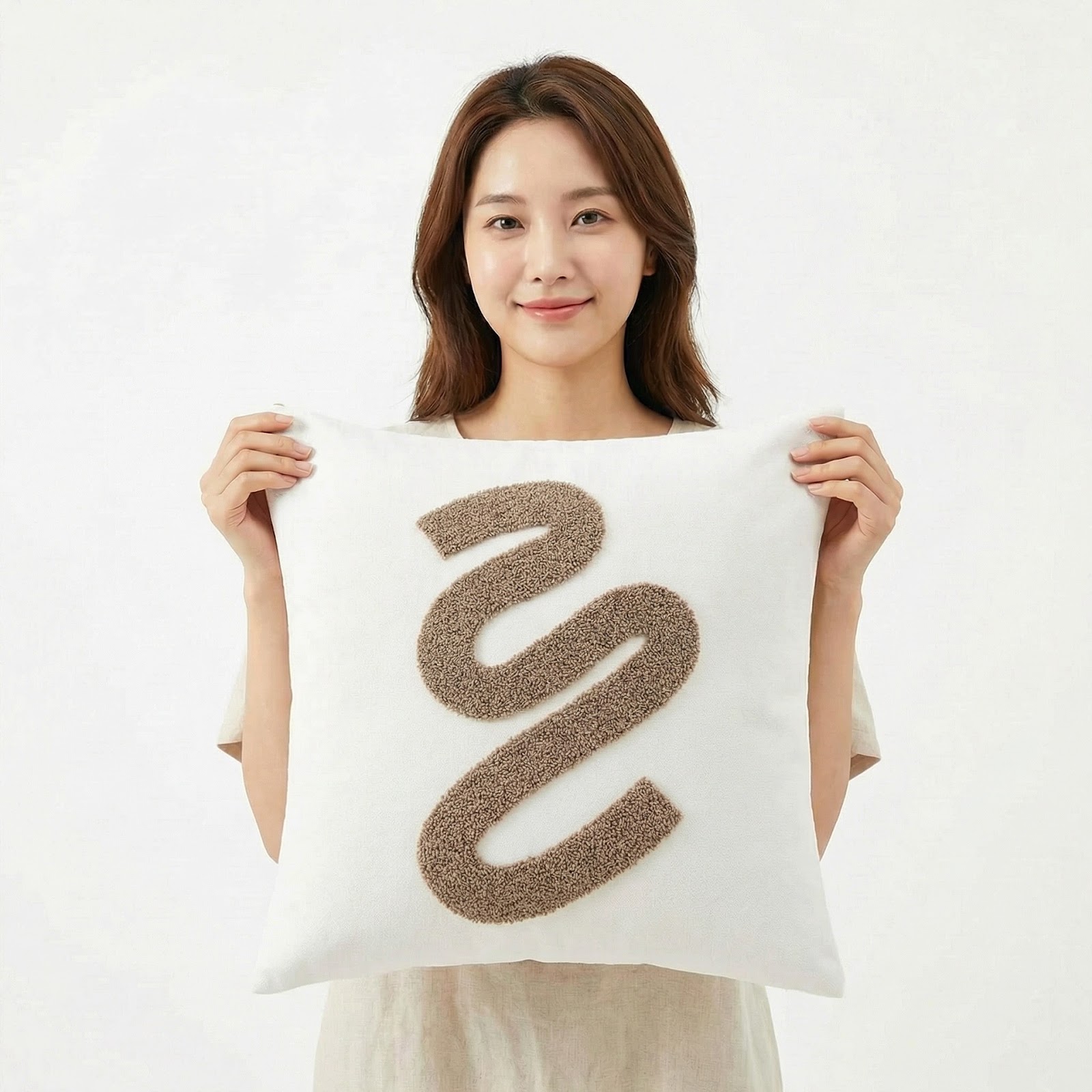 Pillow cover with wave pattern, cotton-linen, 45×45 cm