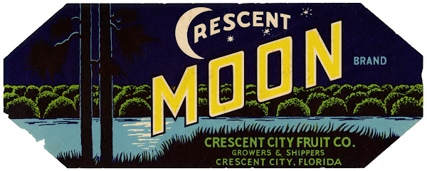 Crescent Moon Brand Fruit Label 1930s