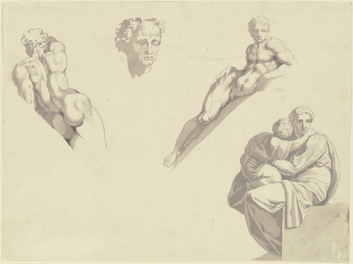 Studien aus der Sixtinische Kapelle des Michelangelo nach Kupferstichen gezeichn