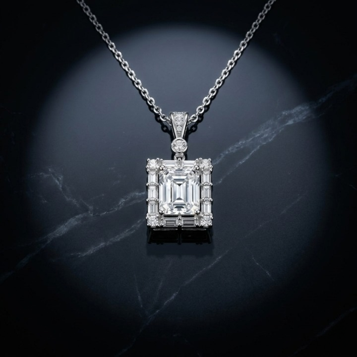 The Eternal Cut — Geometric Diamond Pendant