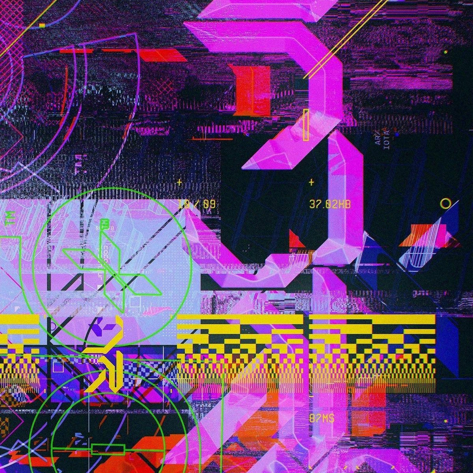 Download Abstract Neon Glitch Data Full HD iPhone