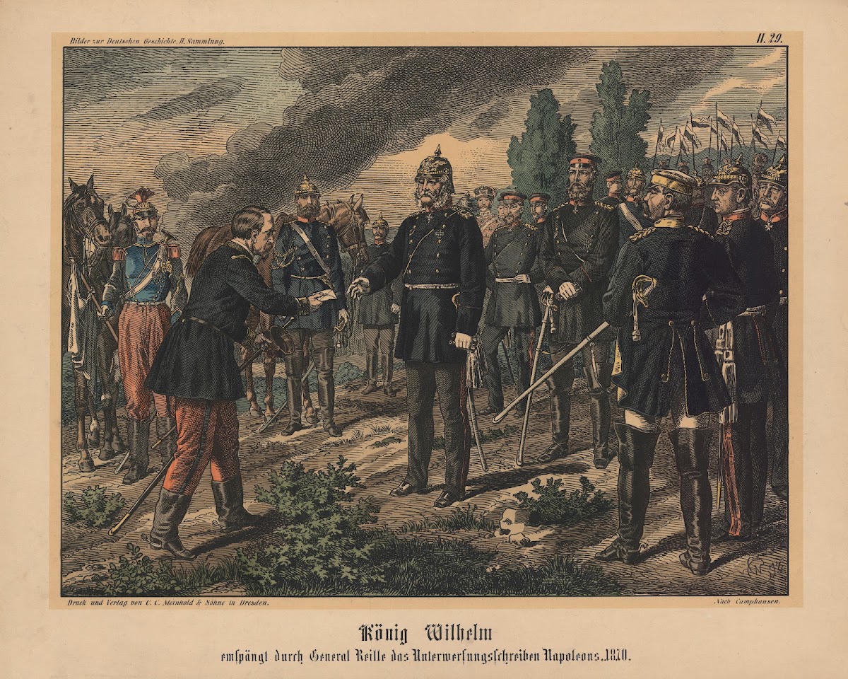 König Wilhelm empfängt durch General Reille das Unterwerfungsschreiben Napoleons