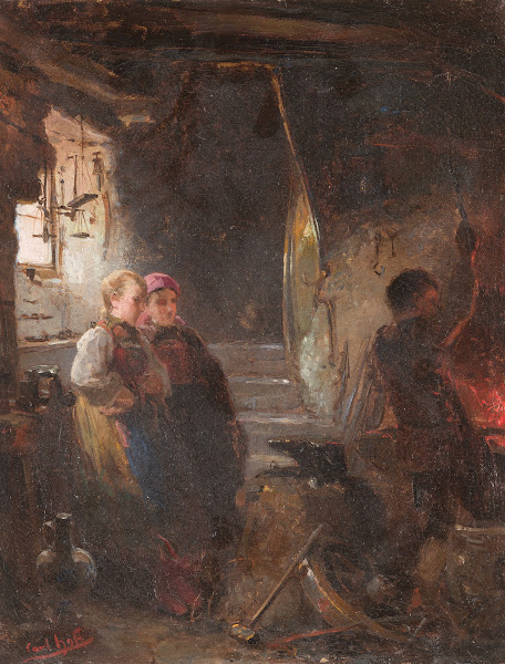 Two girls at the blacksmiths