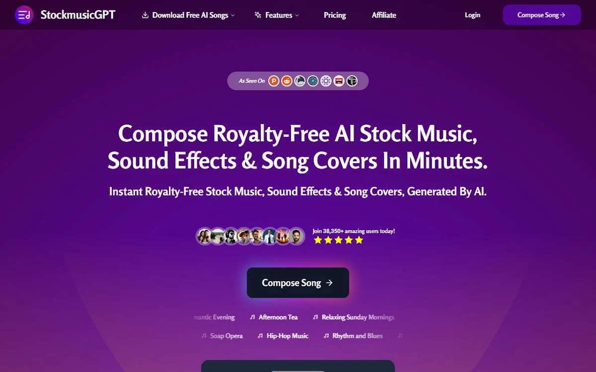 Captura de StockmusicGPT