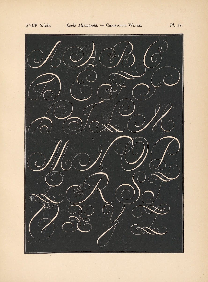 Ecole Allemande  Christophe Weyle  Alphabet majuscules anglaises 1895