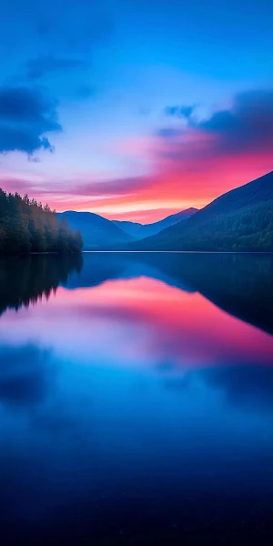 Lake, Sunset, Reflection, Mountains Full HD iPhone Wallpaper Background