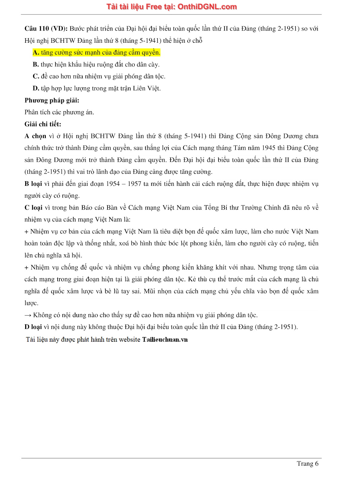 150 bài tập môn Sủ- Ôn thi ĐGNL ĐHQG HN Phần 8