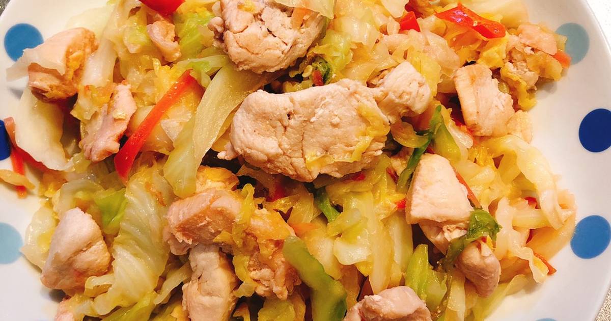 Bắp cải xào ức gà