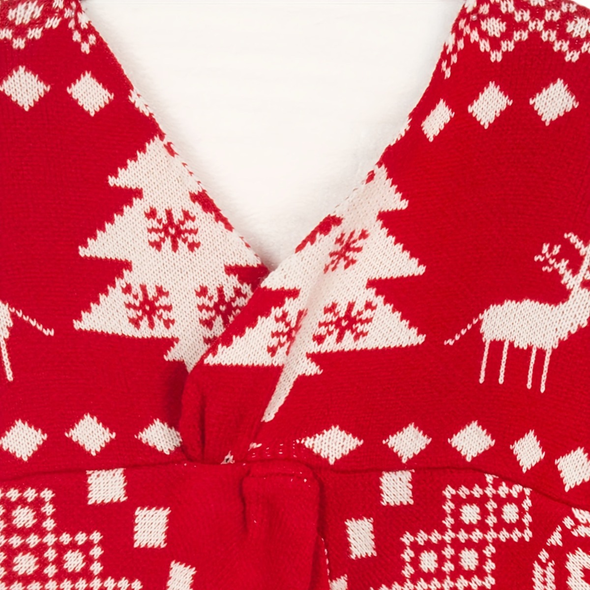 Damen-Strickpullover mit V-Ausschnitt und Schneeflockenmuster