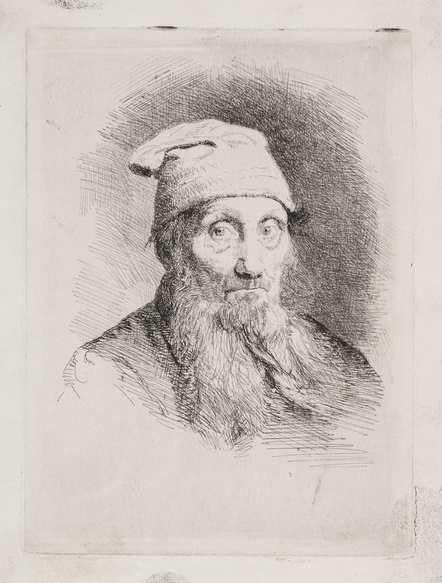 En gammel mand med hue Brystbillede 1885