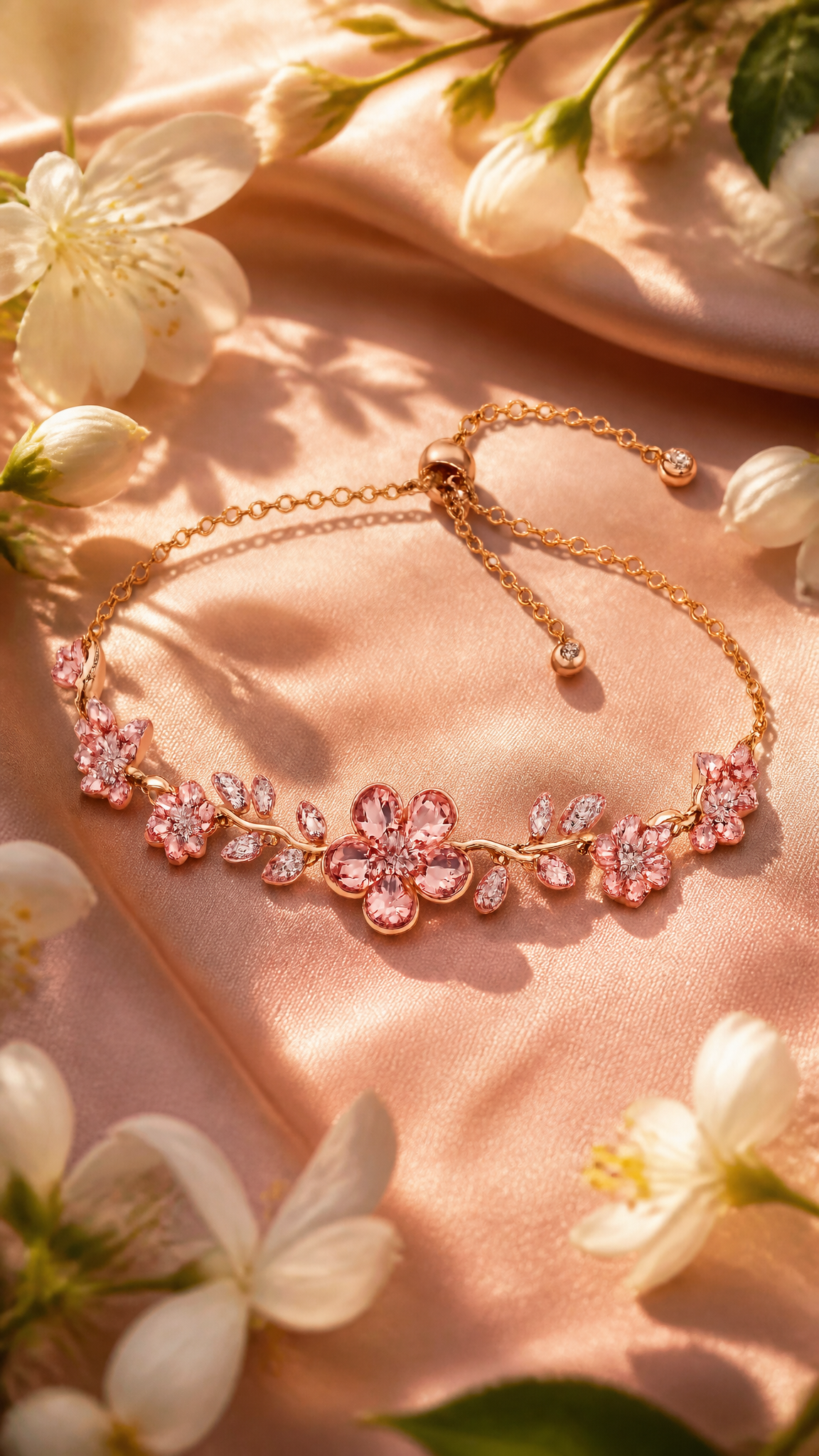 Un estampado floral de oro rosa de primera calidad