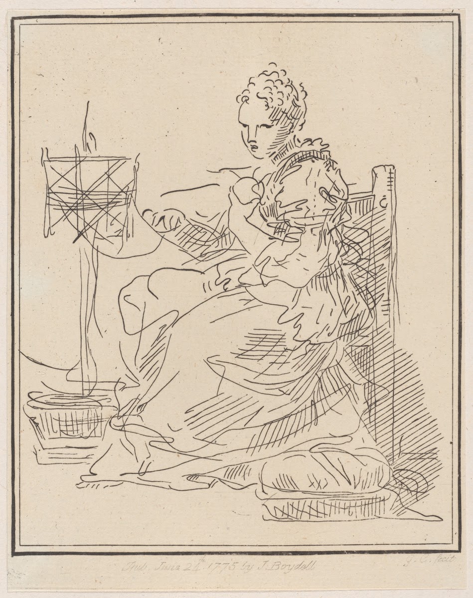 Seated woman winding yarn 1775