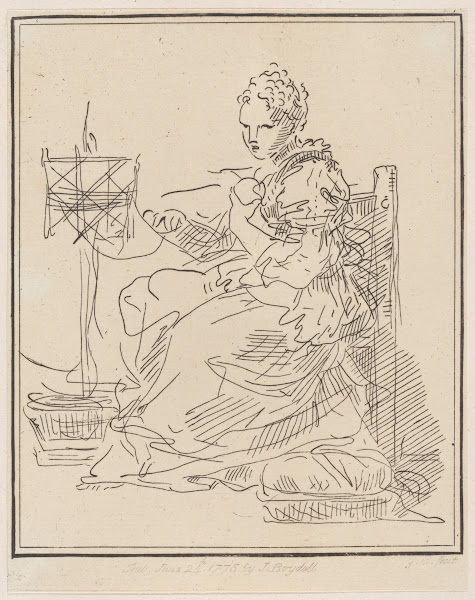 Seated woman winding yarn 1775