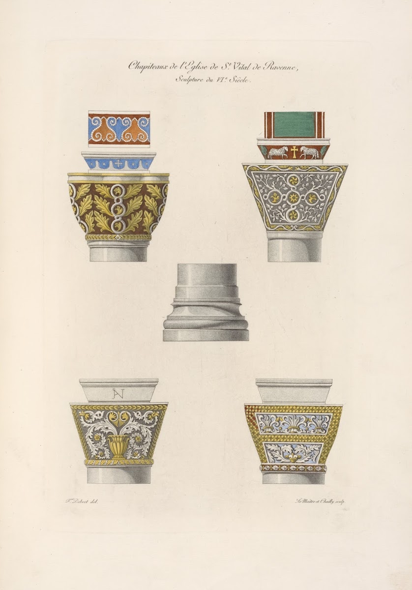 Chapiteaux de léglise de St Vital de Ravenne sculpture du VIe siècle 1839