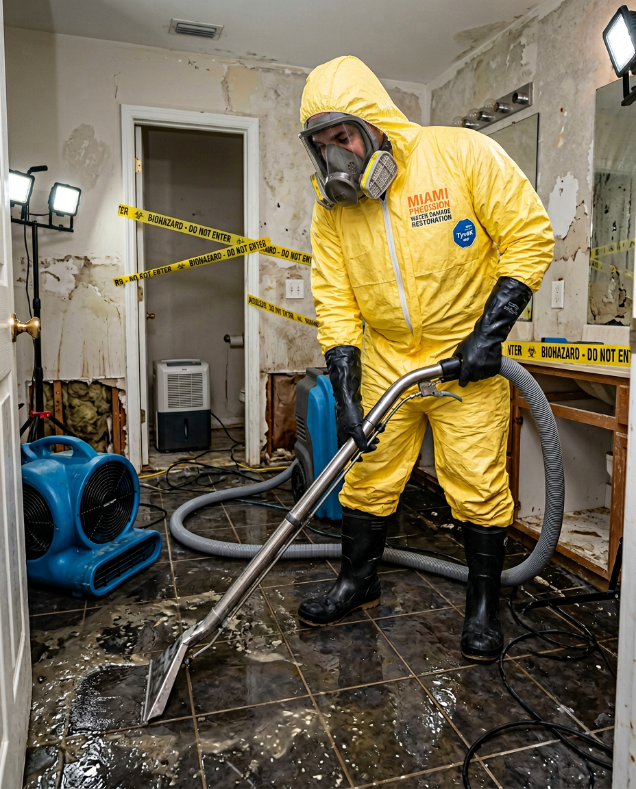 How do you clean up after a sewage backup?
