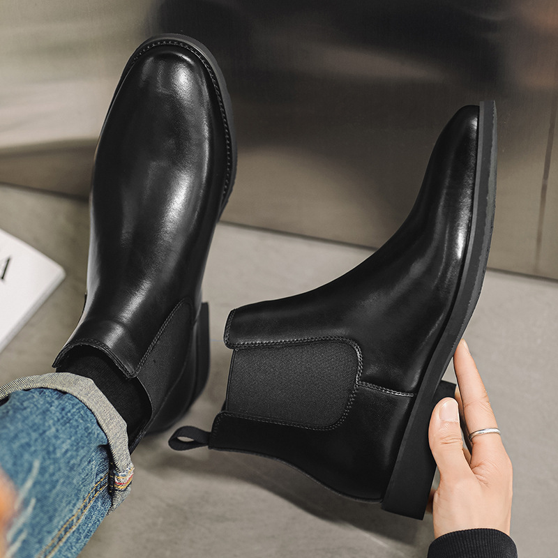 Herren-Chelsea-Stiefel, Vintage-Stil, Blockabsatz