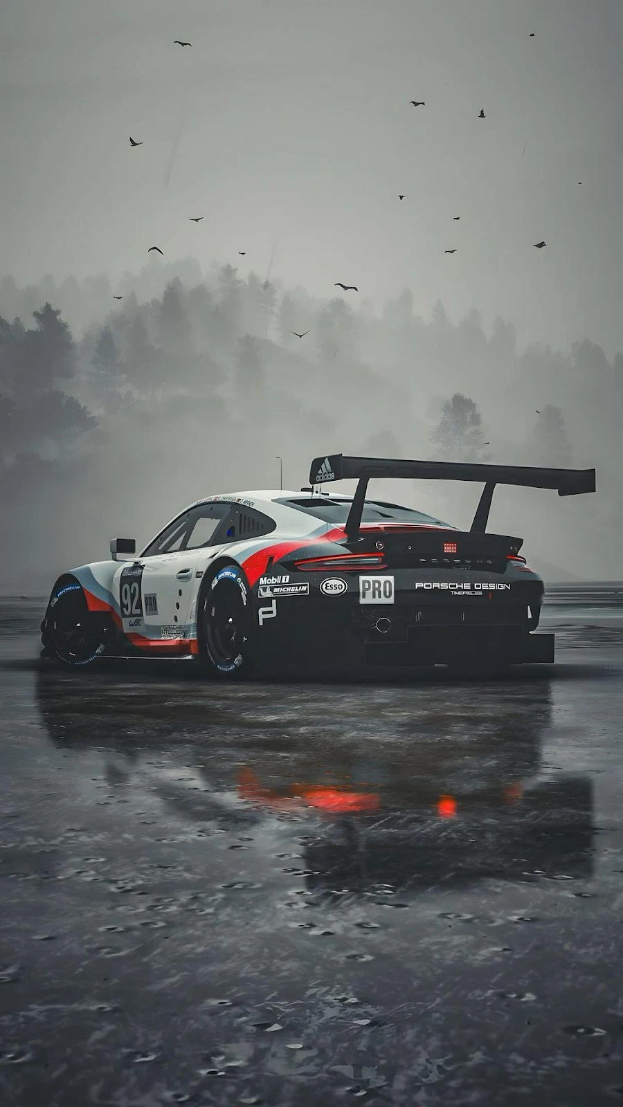 Porsche 911 RSR GT Car - Automotive Rendering Full HD iPhone Wallpaper (1080x1920)