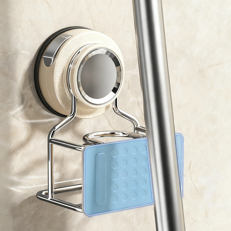 Suction cup wall holder for mop and broom without drilling