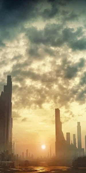 Sci-Fi, Cityscape, UFO, Futuristic Wallpaper Background