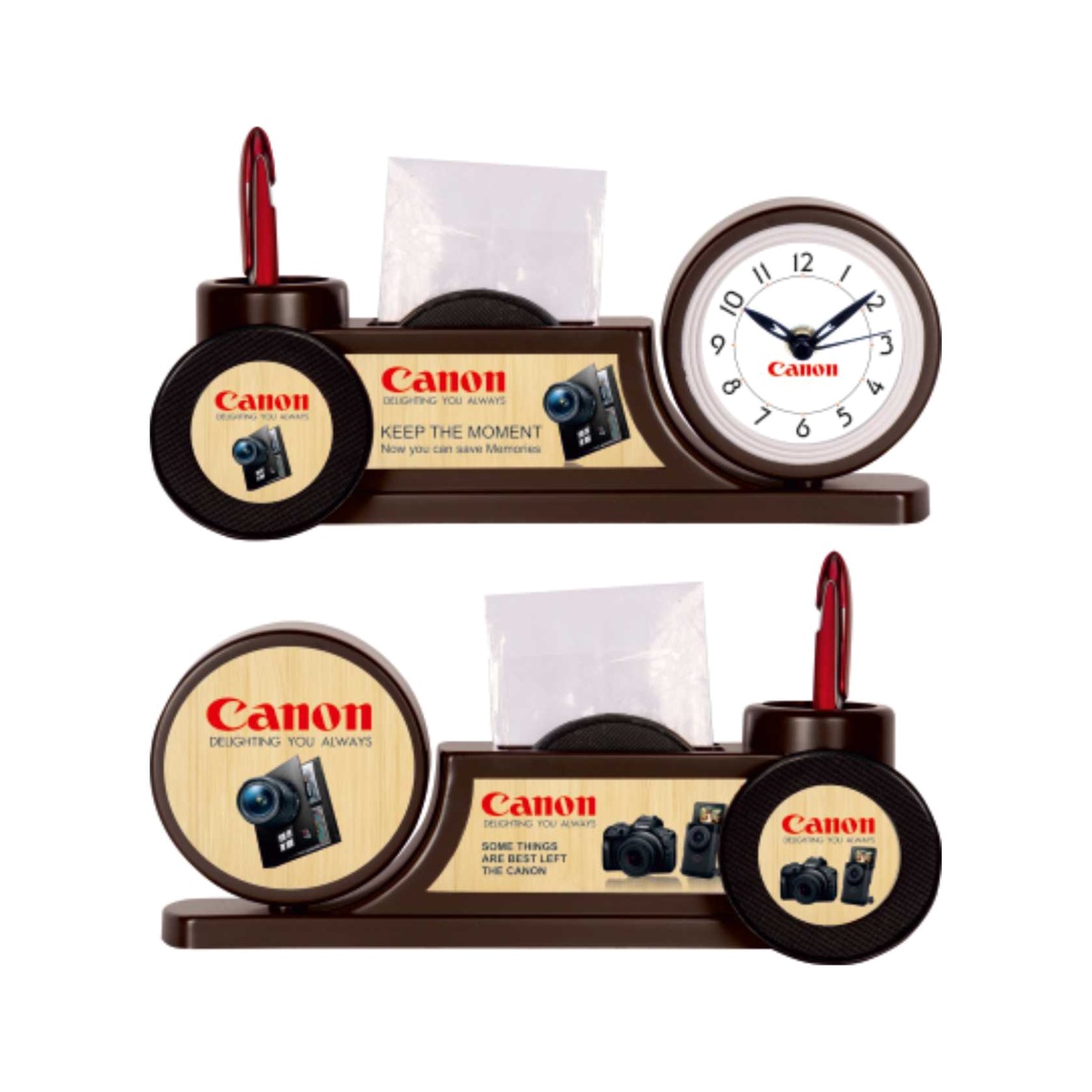 Desk Organiser with Clock, Pen Stand & 6 Coasters