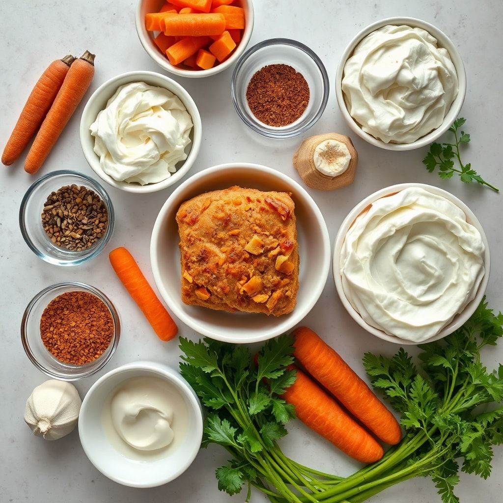 Ingredients for Moist Carrot Cake Cinnamon Rolls with Cream Cheese Frosting (Easy & Make-Ahead)
