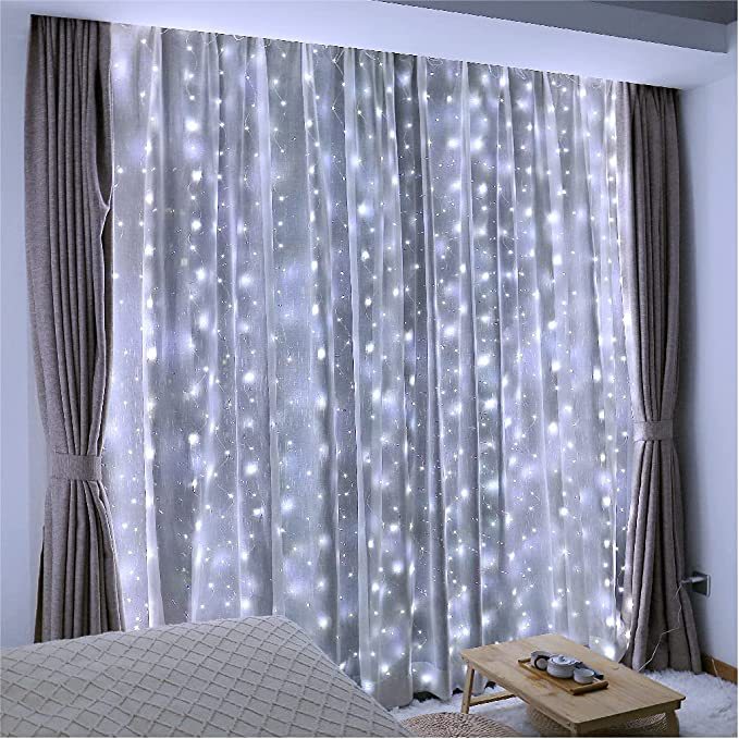 LED Copper Wire Curtain String Lights with Remote Control
