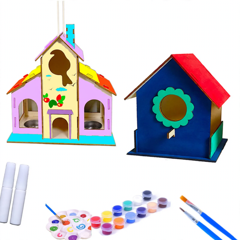 DIY Wooden Birdhouse for Painting and Designing