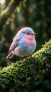 Exotic Pink and Blue Songbird on Branch