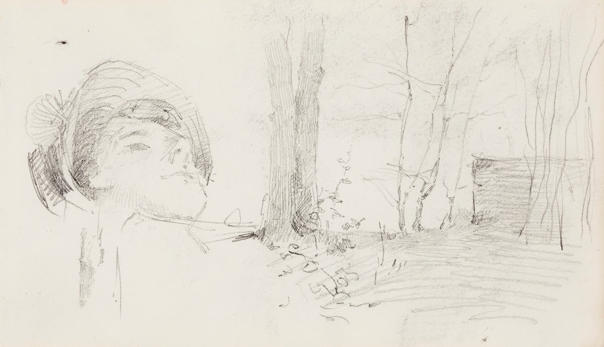 Womans head  Landscape trees 1880   1882