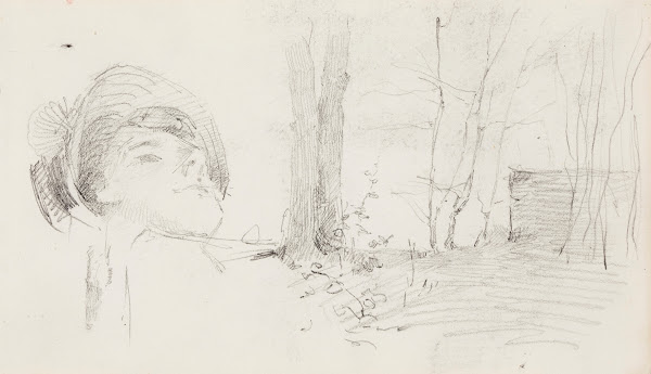 Womans head  Landscape trees 1880   1882