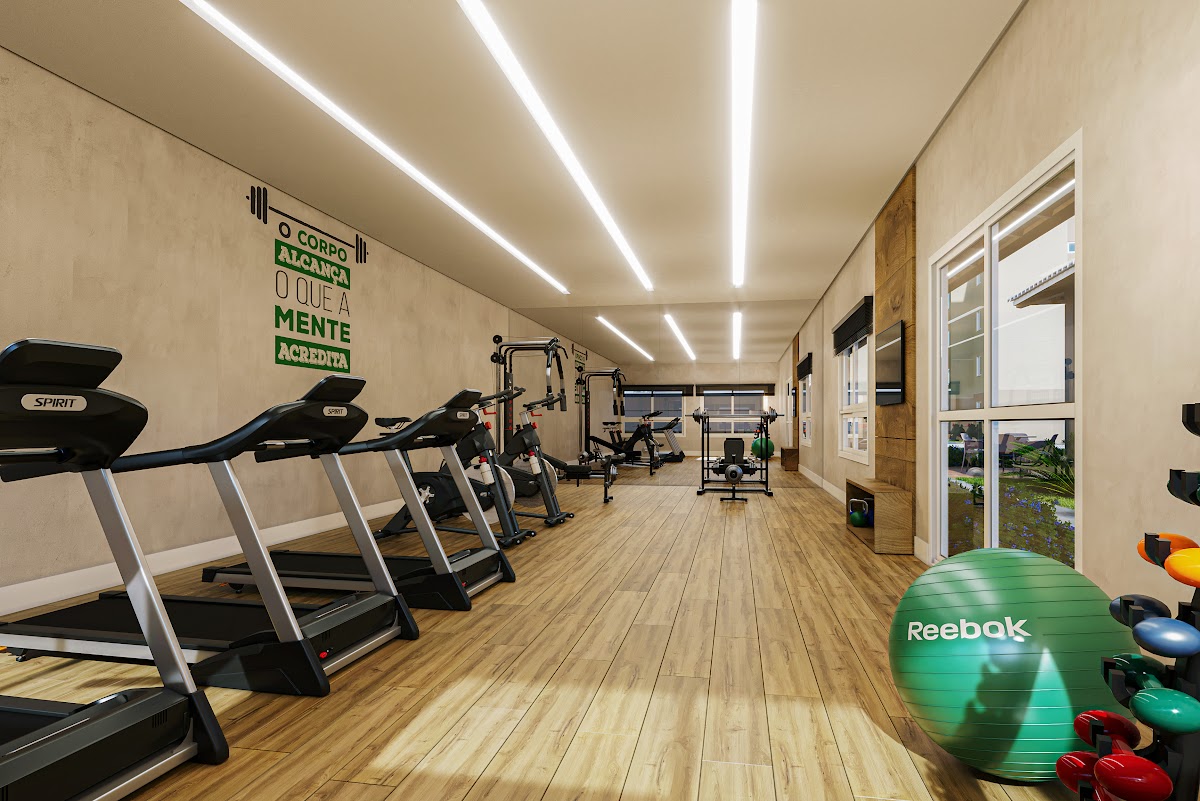 Perspectiva artística do espaço fitness