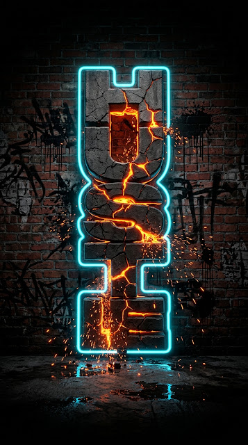 Hustle 3D Typography Neon Brick Wallpaper - Free mobile Wallpaper