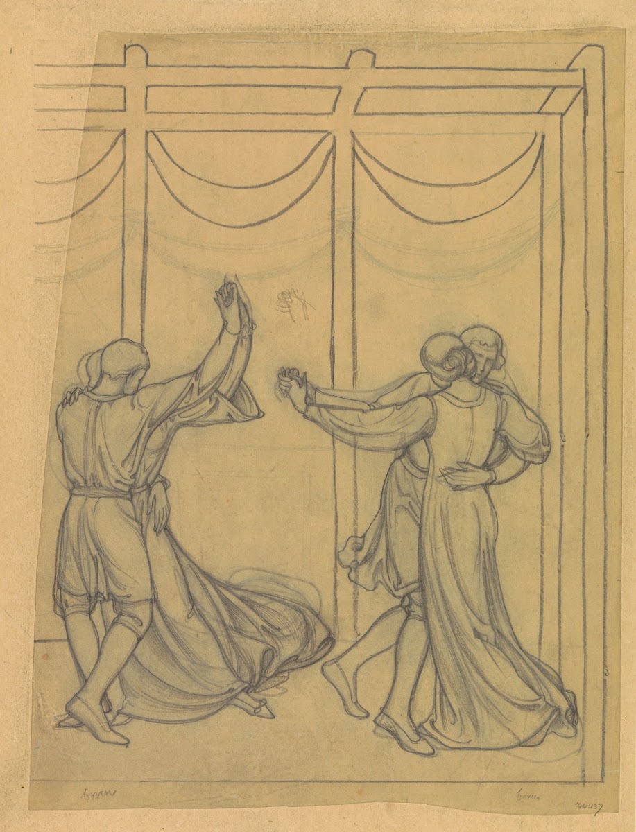 Ontwerp voor wandschildering in de Beurs van Berlage twee dansende paren 1869