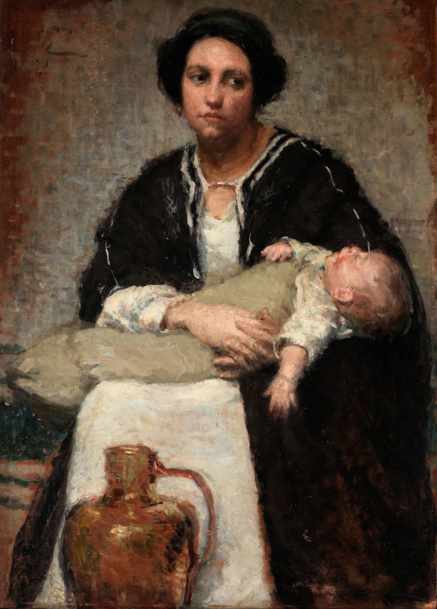 Mother and Sleeping Baby 1911