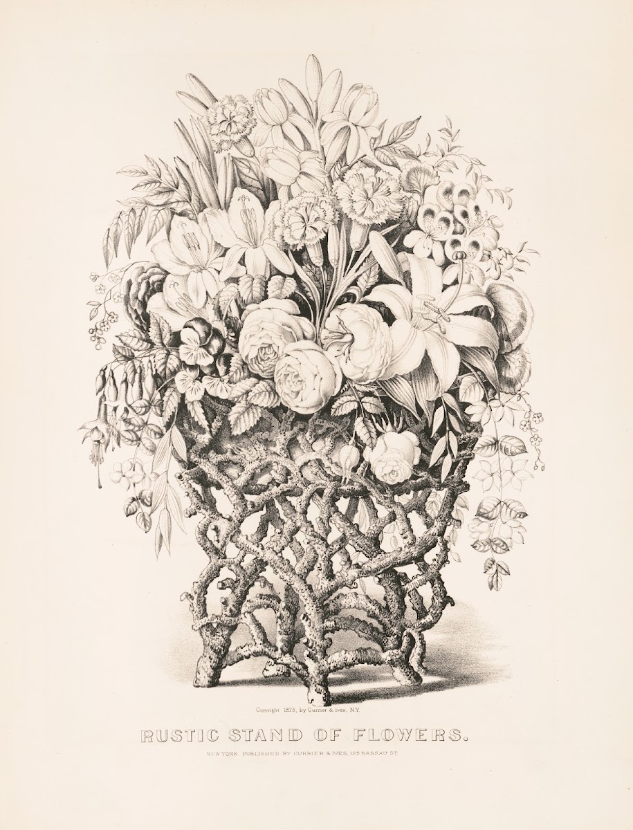 Rustic stand of flowers 1875