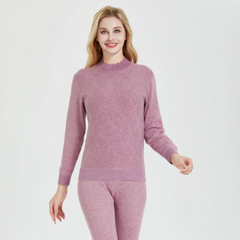 Thermal underwear set with wool and silk