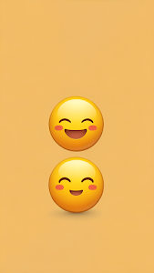 Happy Blushing Emoji Faces Stacked on Warm Yellow Canvas