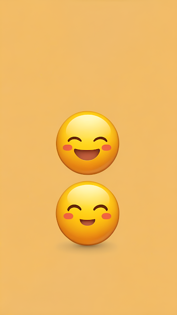 Happy Blushing Emoji Faces Stacked on Warm Yellow Canvas - Free mobile Wallpaper