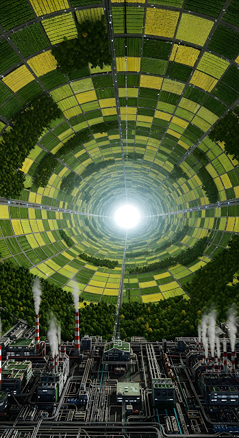 O'Neill Cylinder Mega-Structure with Farmland - Free mobile Wallpaper
