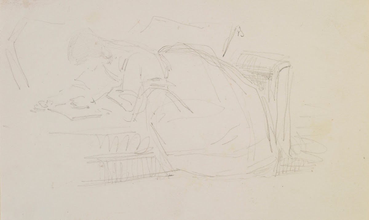 A girl reclining on a couch reading 1858 1860