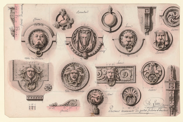 Plusieurs ornements de portes cochères et heurtoirs 1777 1825